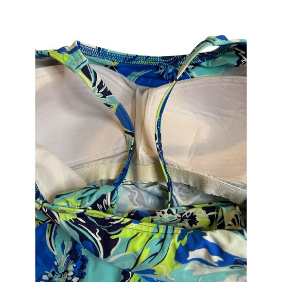 Lands’ End Floral Tankini Swim Top Size 6 – Blue & Green Tropical Print - Picture 4 of 7